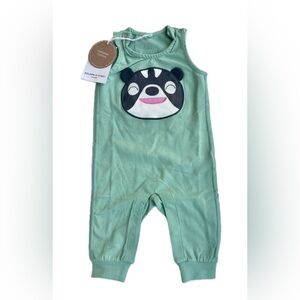 NWT Polarn O. Pyret Sz 1-2 Months Baby Little Skunk Eco Sleeveless Romper